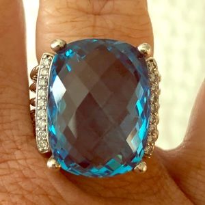 David Yurman Wheaton Blue Topaz w/ Diamonds Ring